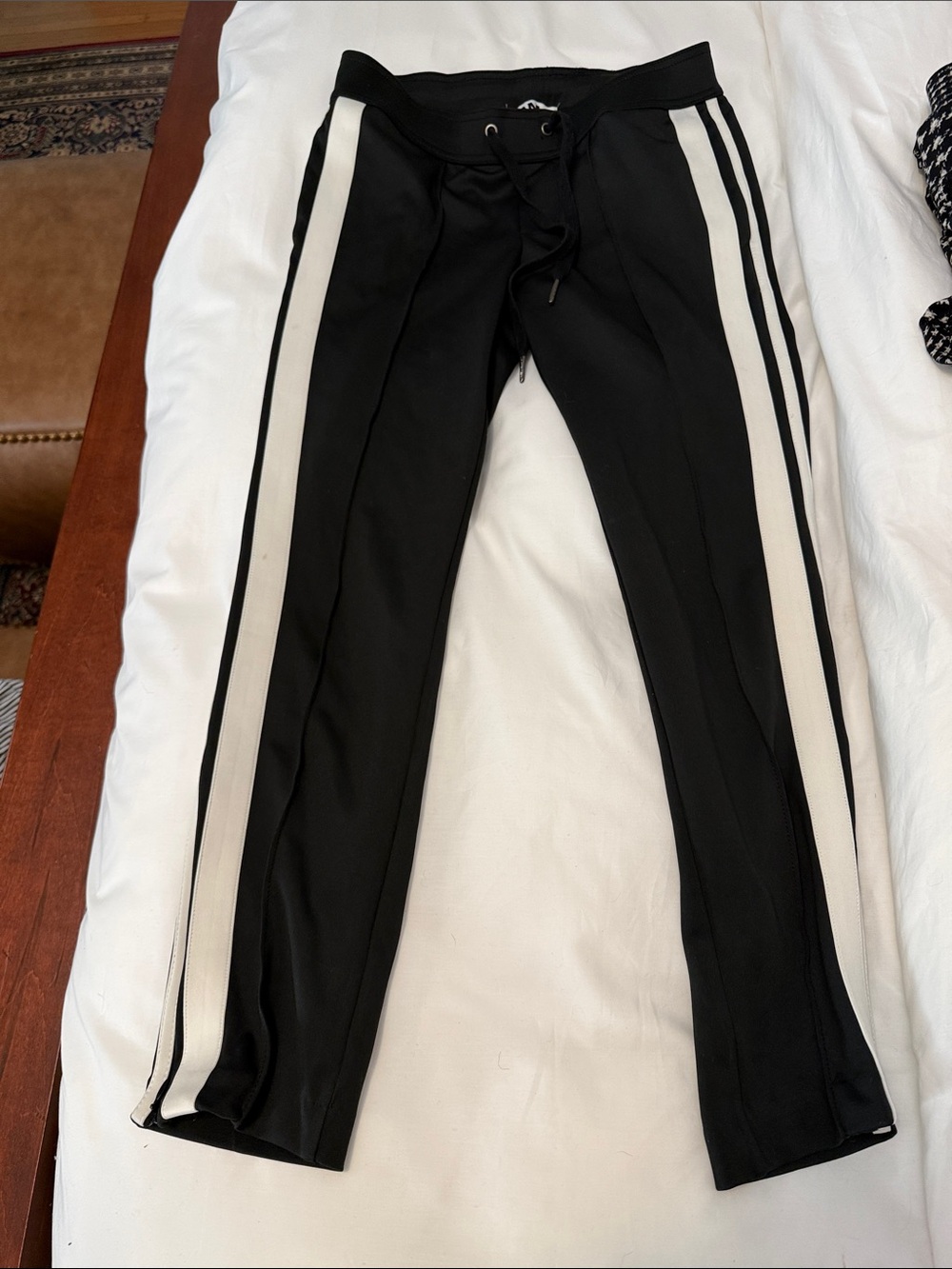 Pam & Gela Black Track Pants with White Side Stripes